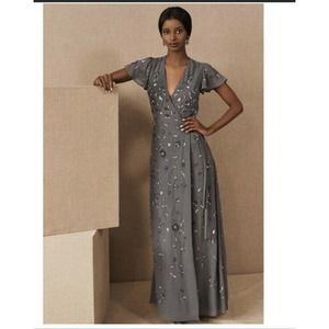 BHLDN Plymouth Wrap Sequin Beaded Dress